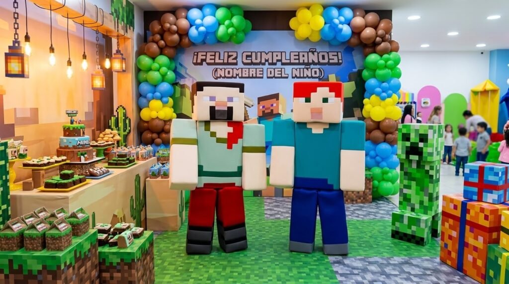 show de Minecraft con Alex y Steve